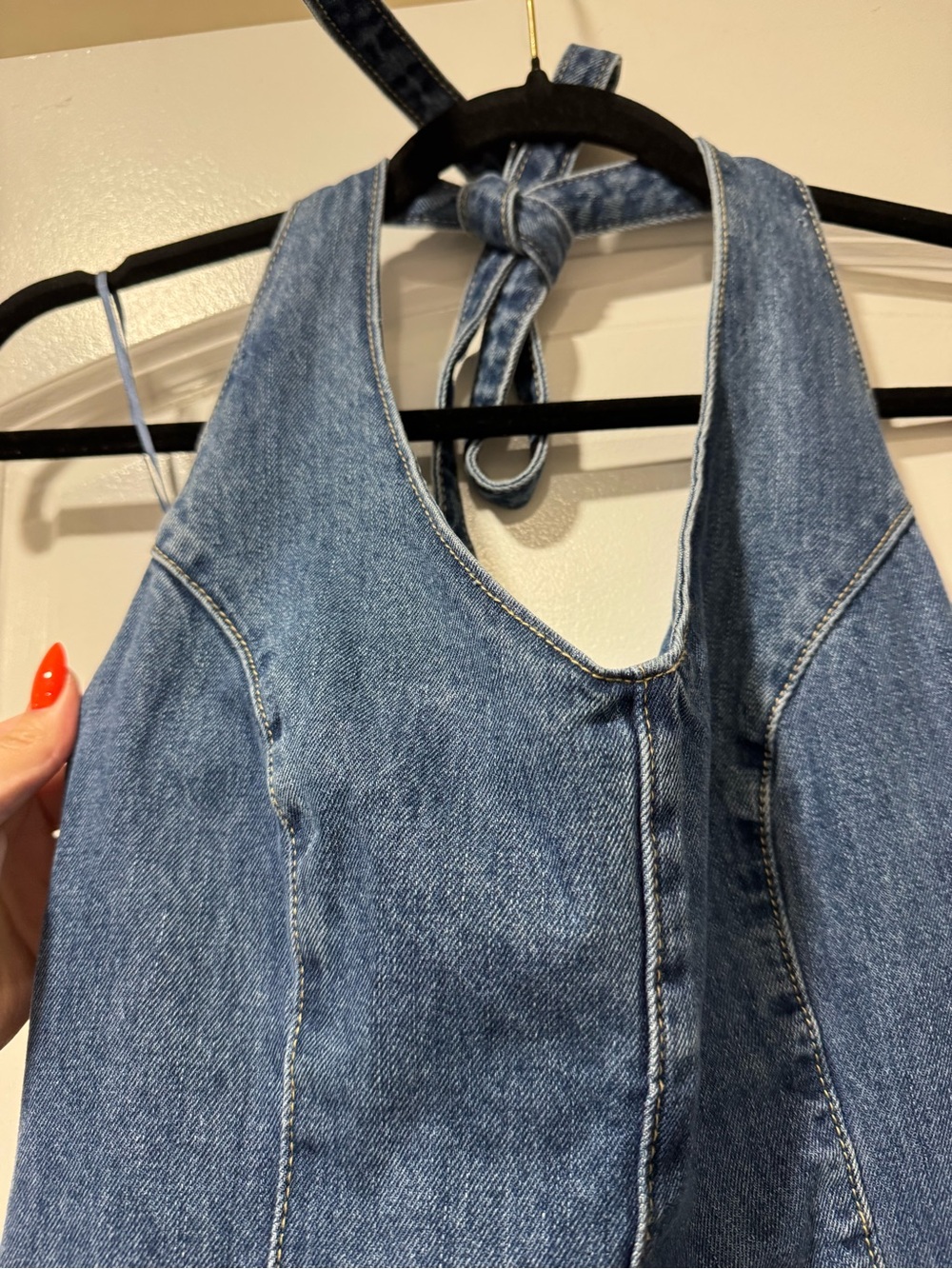 Velvet Heart Denim Halter Midi Dress - 4 - Picture 6 of 10